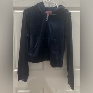 NWT Juicy Couture Dark Blue Velour Hoodie with Silver Zipper